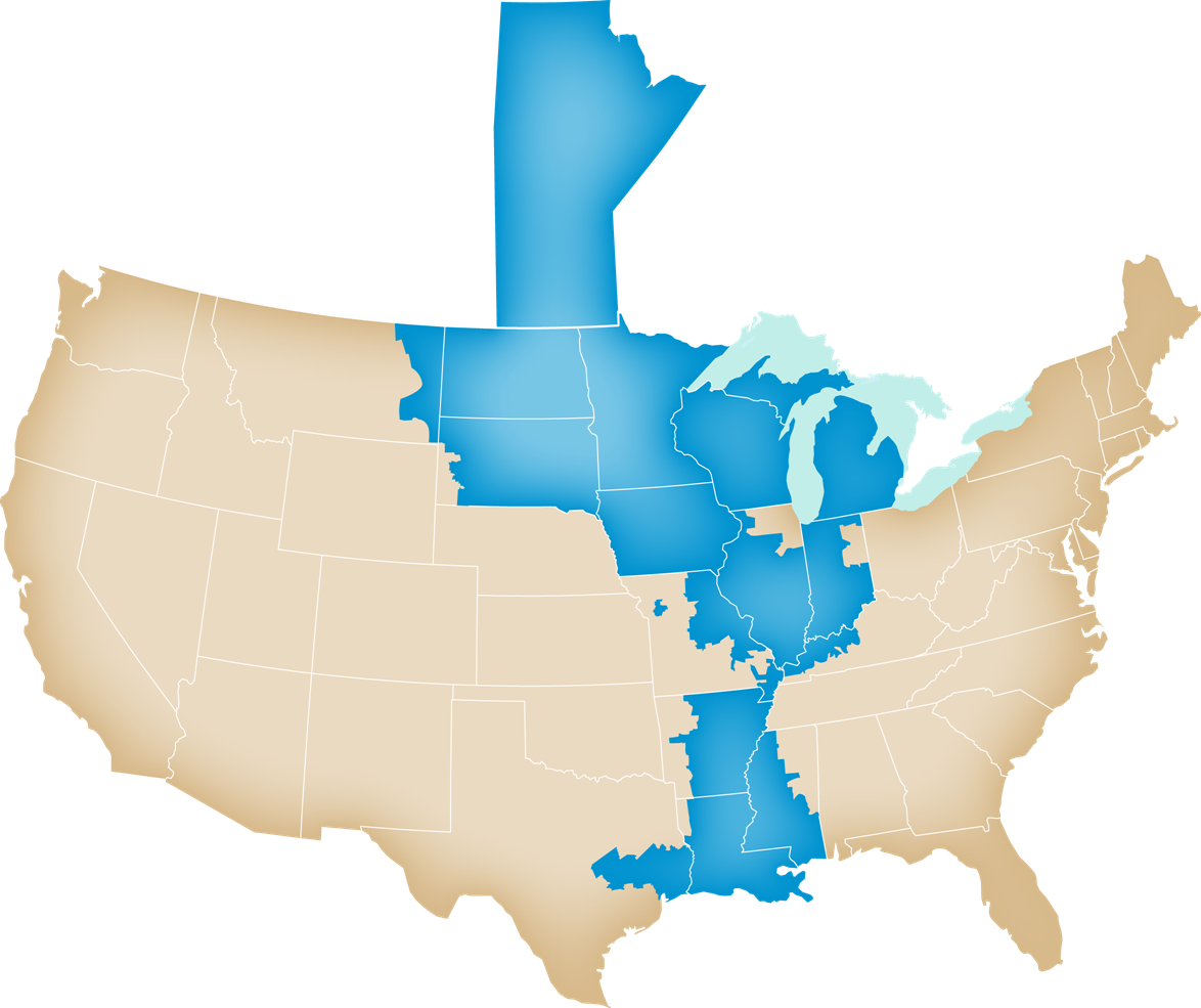 Map of MISO Region from 2015