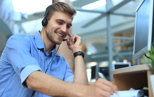 man on a phone call with a headset